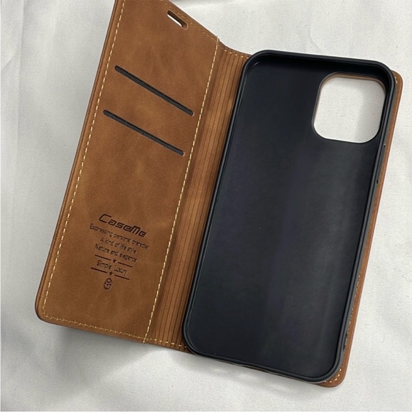🔥 iPhone 12 high quality tan suede wallet case - Picture 6 of 14